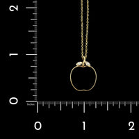14K Yellow Gold Estate Onyx and Diamond Apple Pendant