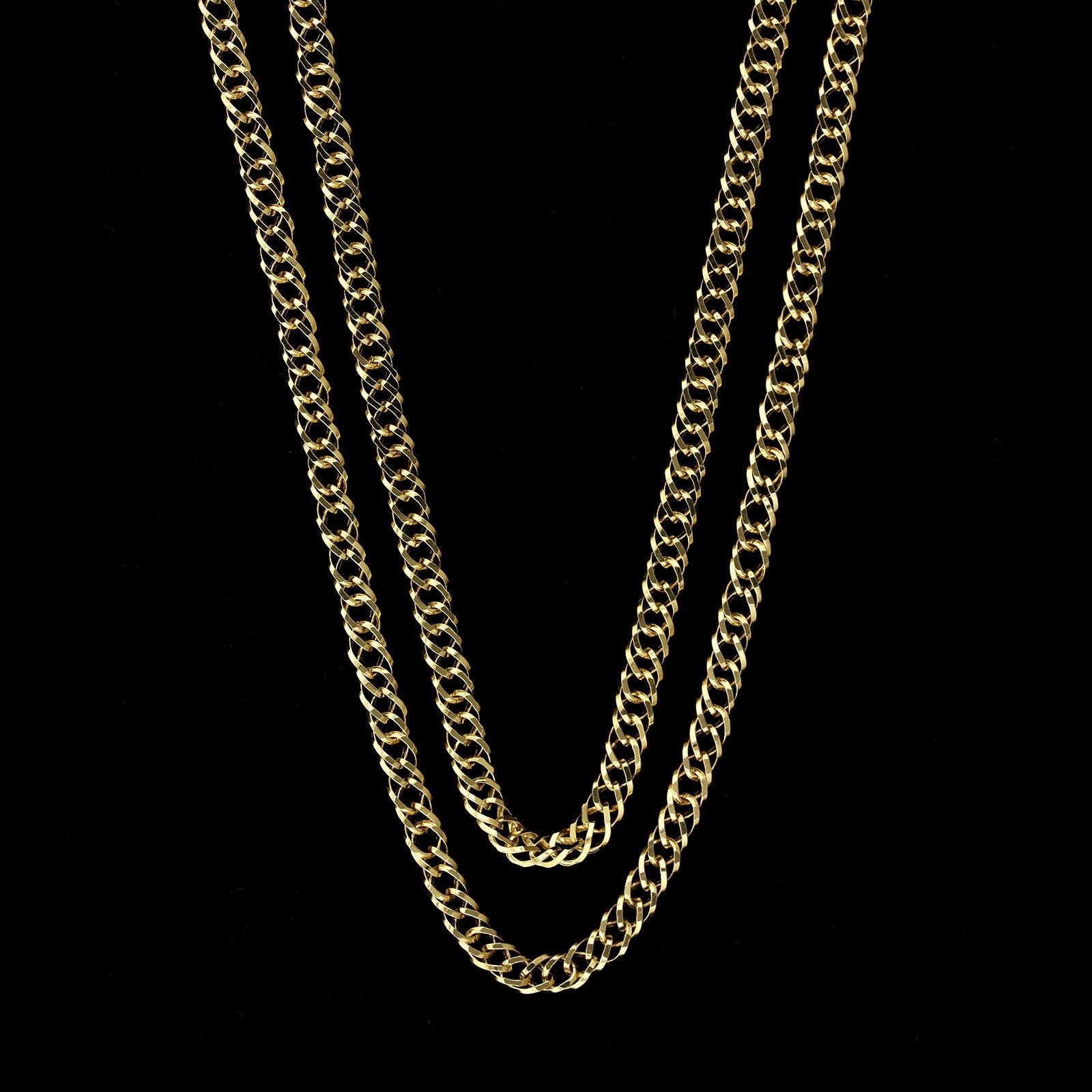 14K Yellow Gold Estate Double Row Fancy Link Necklace