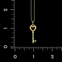 Tiffany & Co. 18K Yellow Gold Estate Heart Key Pendant
