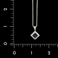 18K White Gold Estate Sapphire and Diamond Pendant