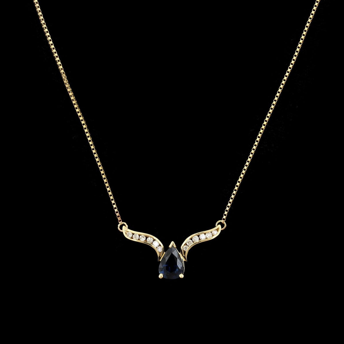 14K Yellow Gold Estate Sapphire and Diamond Necklace