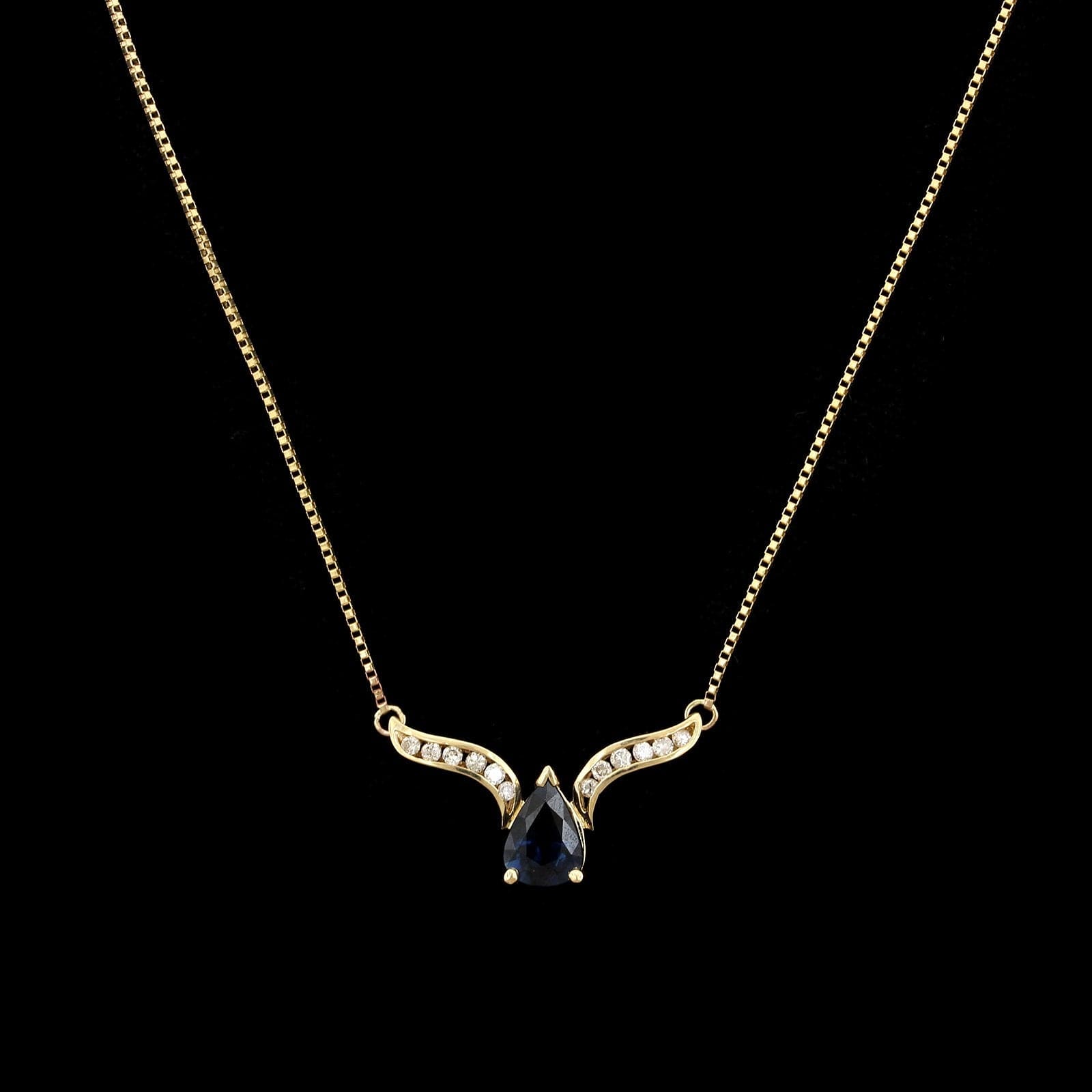 14K Yellow Gold Estate Sapphire and Diamond Necklace
