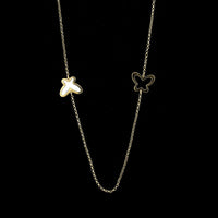 14K Yellow Gold Estate Mother of Pearl Butterfly Necklace