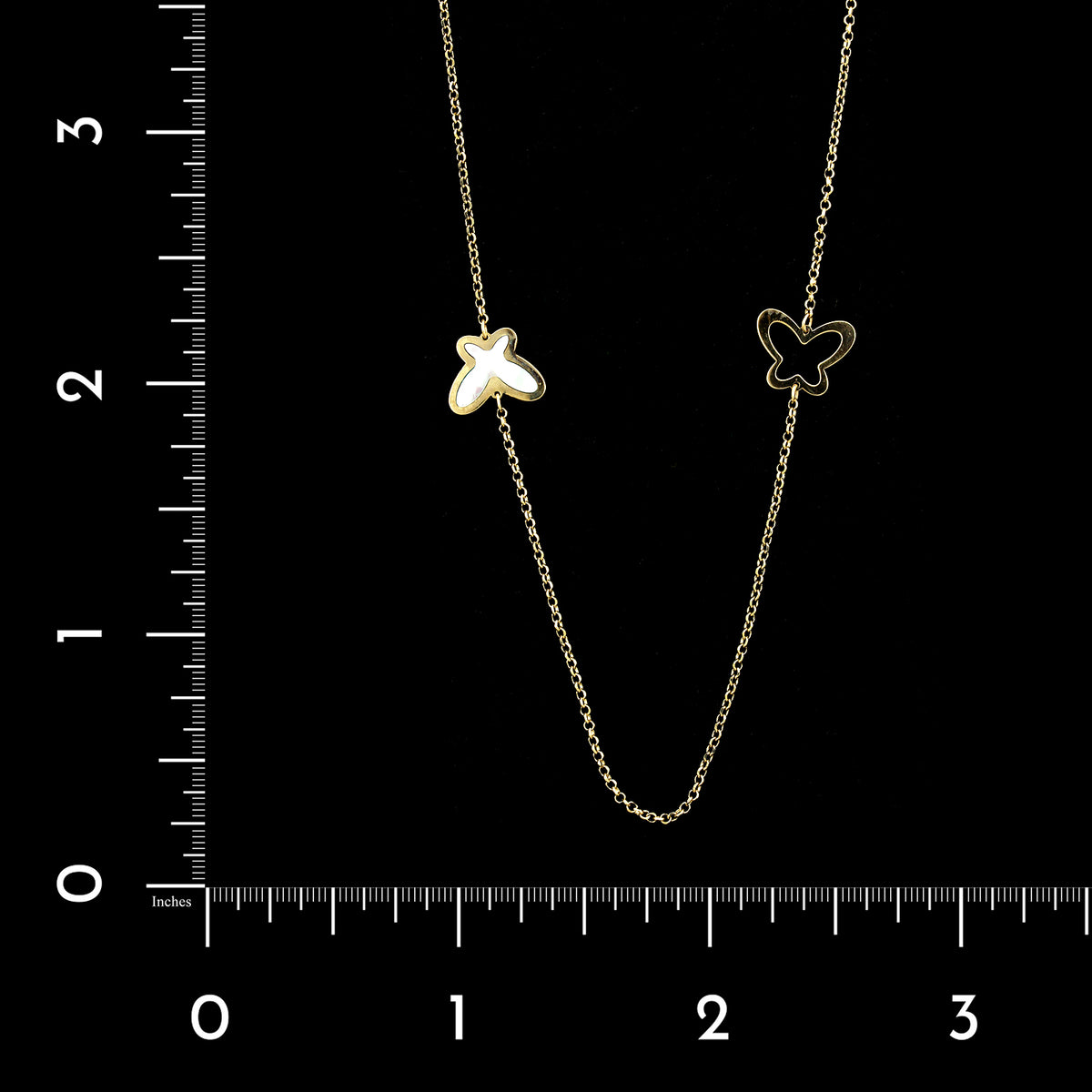 14K Yellow Gold Estate Mother of Pearl Butterfly Necklace