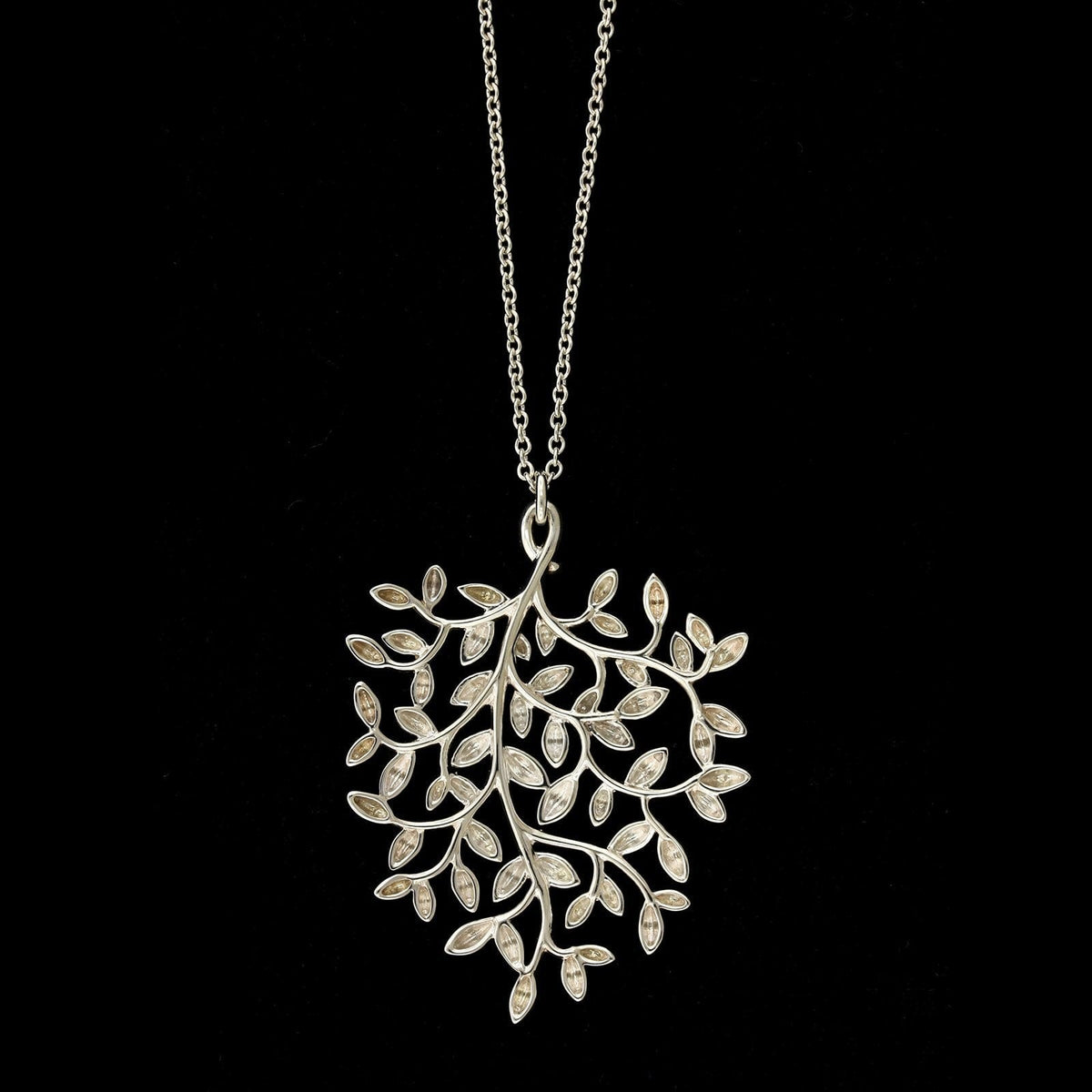 Tiffany & Co. Paloma Picasso Sterling Silver Estate Olive Leaf Pendant