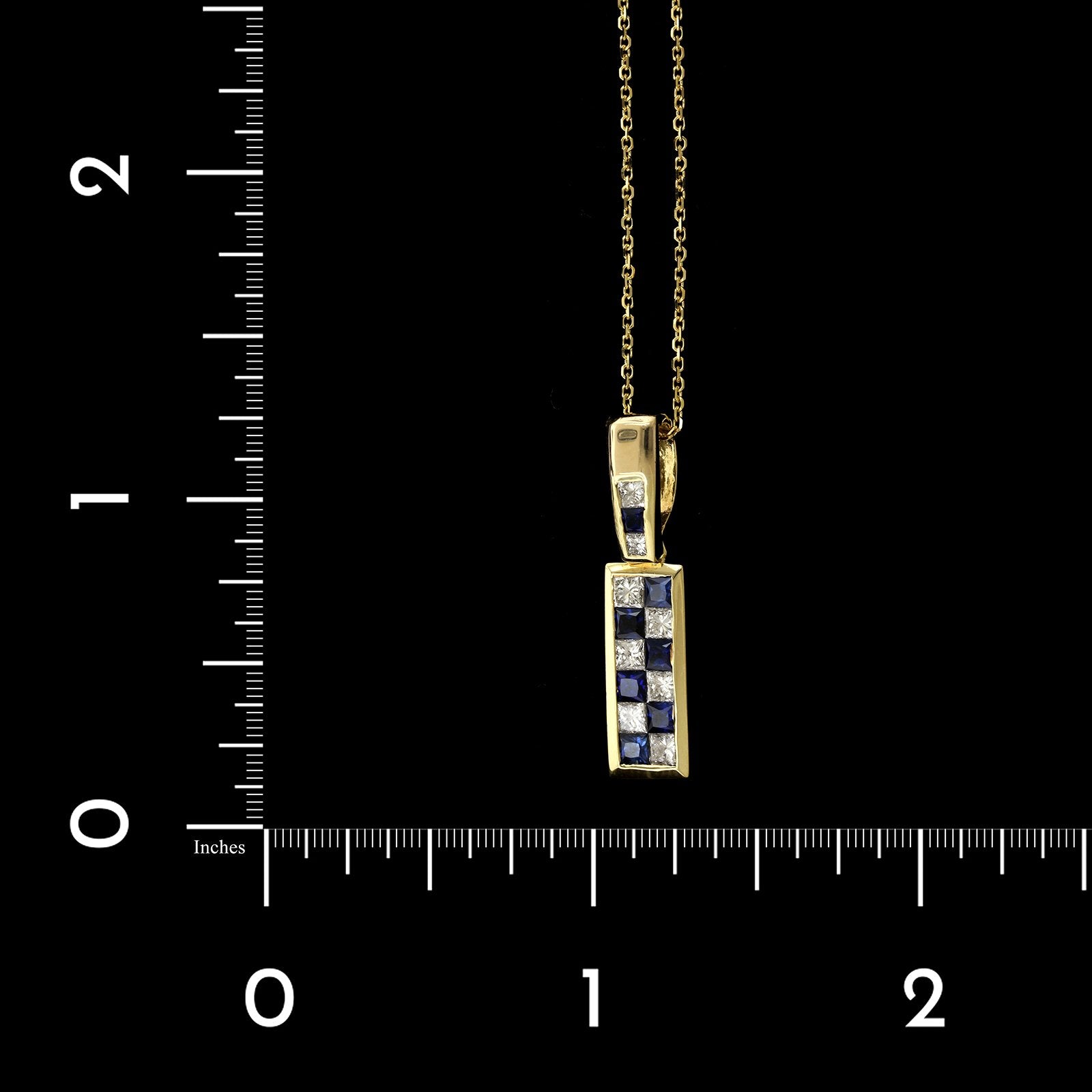 14K Yellow Gold Estate Sapphire and Diamond Pendant