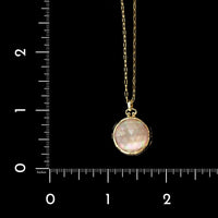 Monica Rich Kosann 18K Yellow Gold Estate Rock Crystal and Mother of Pearl Locket