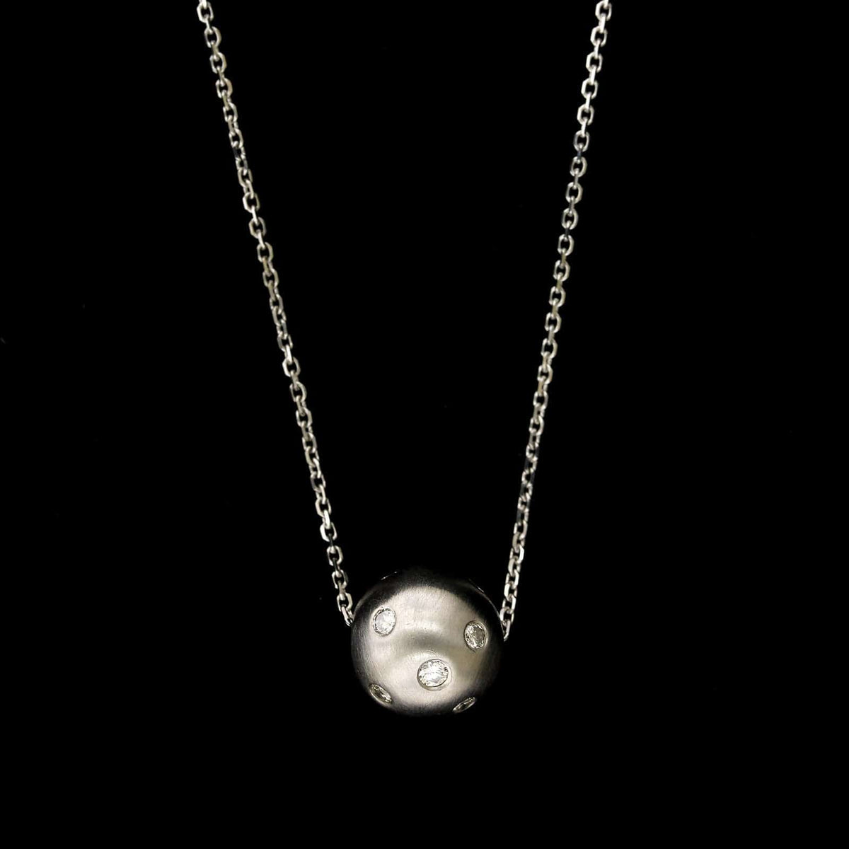 14K White Gold Estate Diamond Bead Pendant