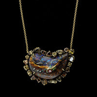 Kimberly Mcdonald 18K Yellow Gold Estate Opal and Diamond Necklace, Yellow gold, Long's Jewelers