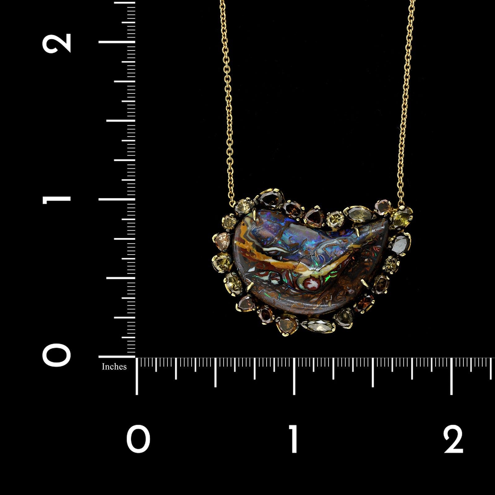 Kimberly Mcdonald 18K Yellow Gold Estate Opal and Diamond Necklace, Yellow gold, Long's Jewelers