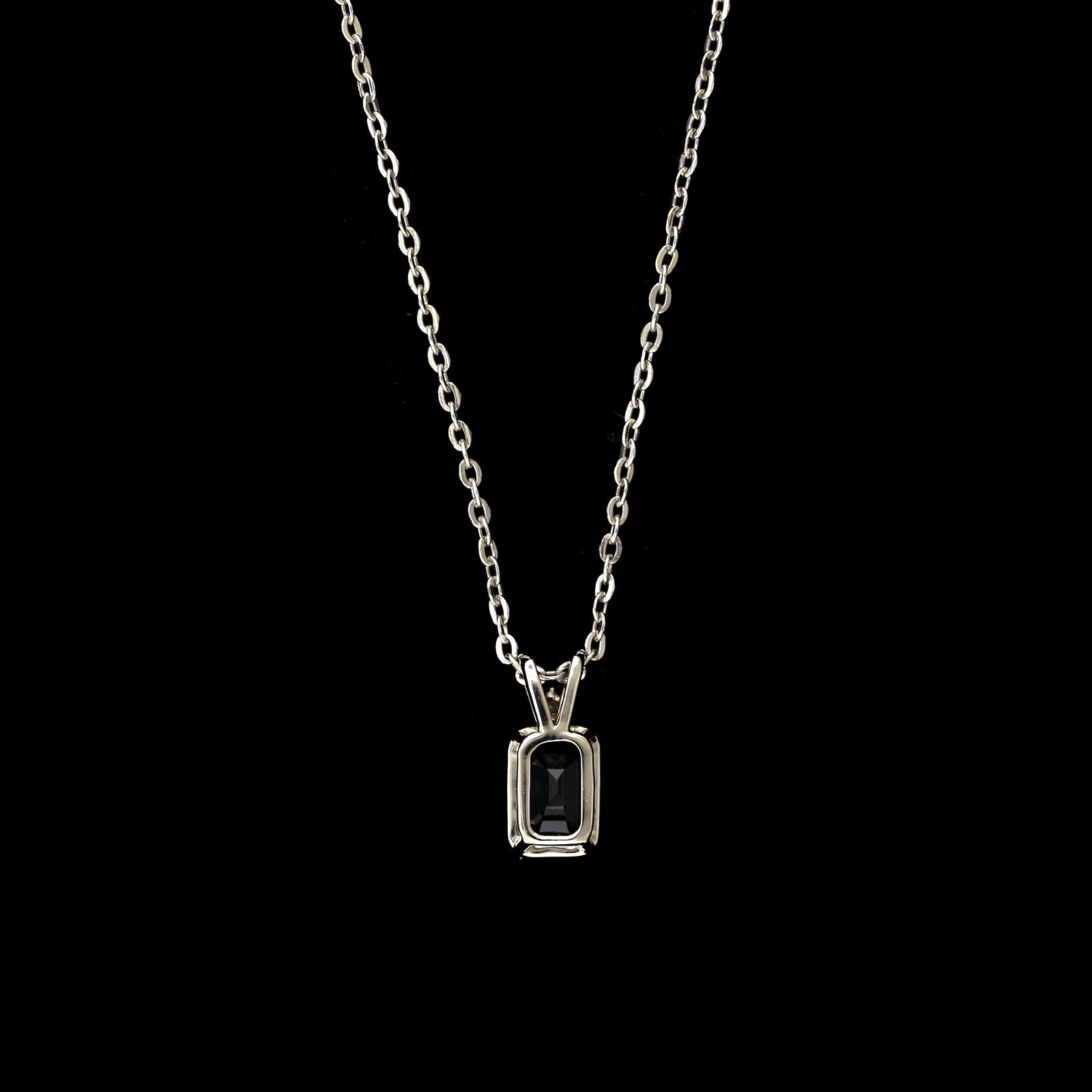 14K White Gold Estate Sapphire and Diamond Pendant
