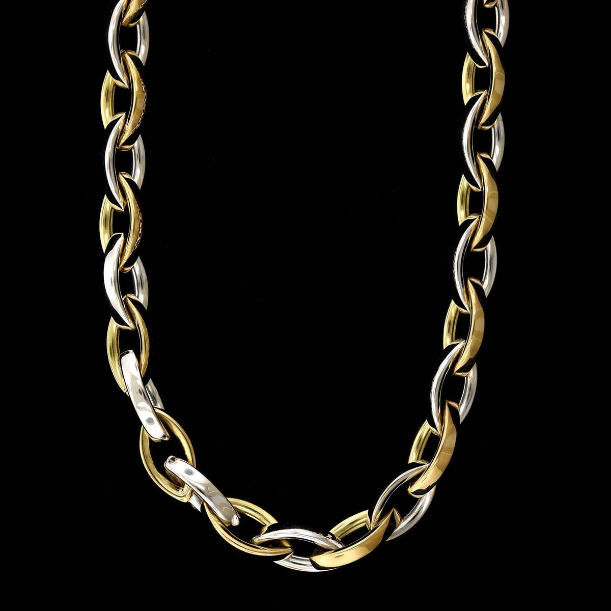 Roberto Coin 18K Two-tone Gold Estate Almond Link Necklace, 18k two-tone gold, Long's Jewelers