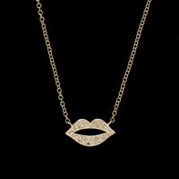 14K Rose Gold Estate Diamond Lip Necklace, 14k rose gold, Long's Jewelers