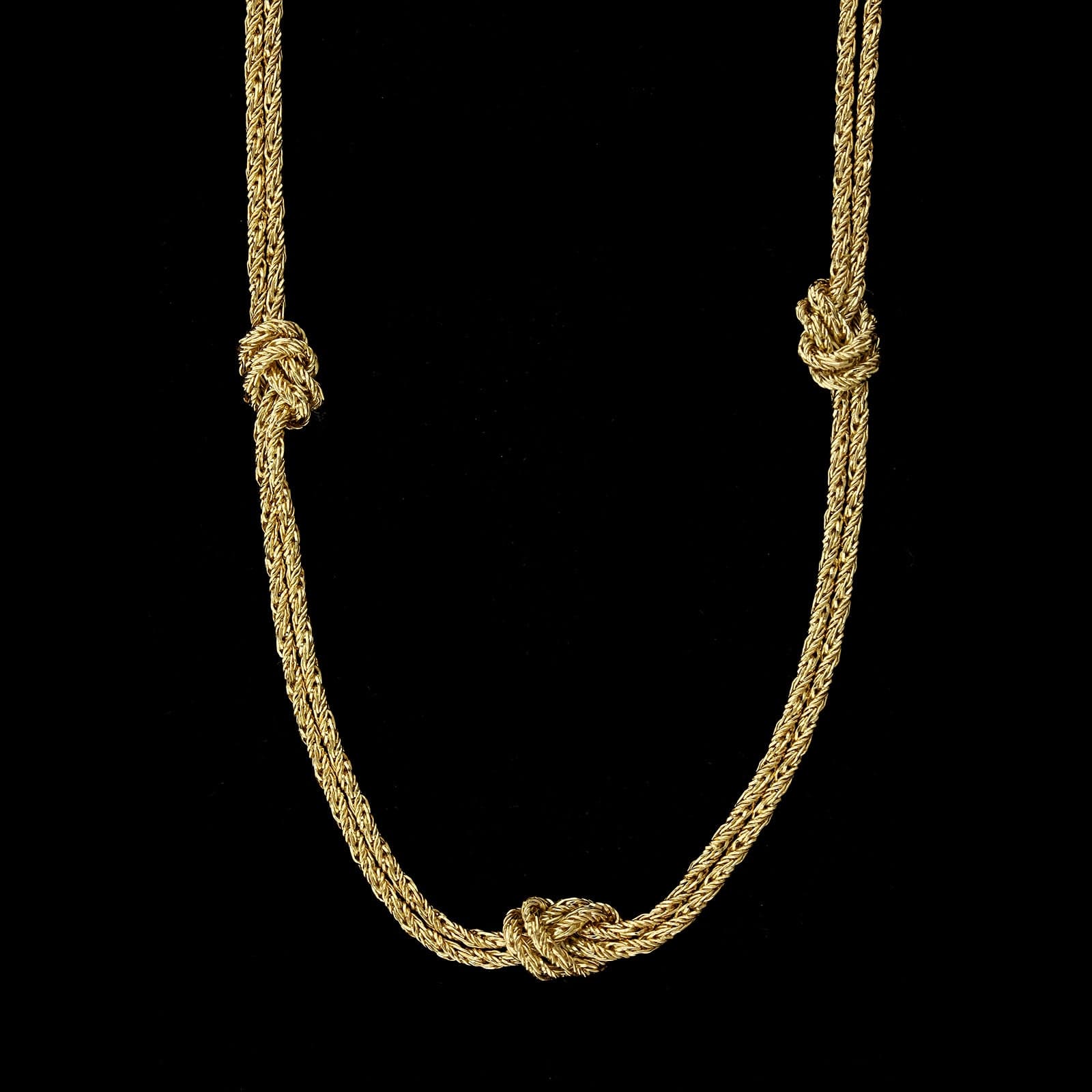 Estate Tiffany & Co. 18K Yellow Gold Knot Station Necklace