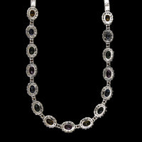 14K White Gold Estate Color Enhanced Sapphire and Diamond Necklace