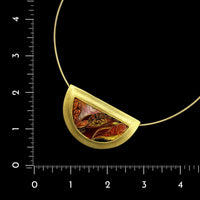 Erica Druin 24K and 18K Yellow Gold Estate Cloisonne Basse-taille Pendant Pin Necklace