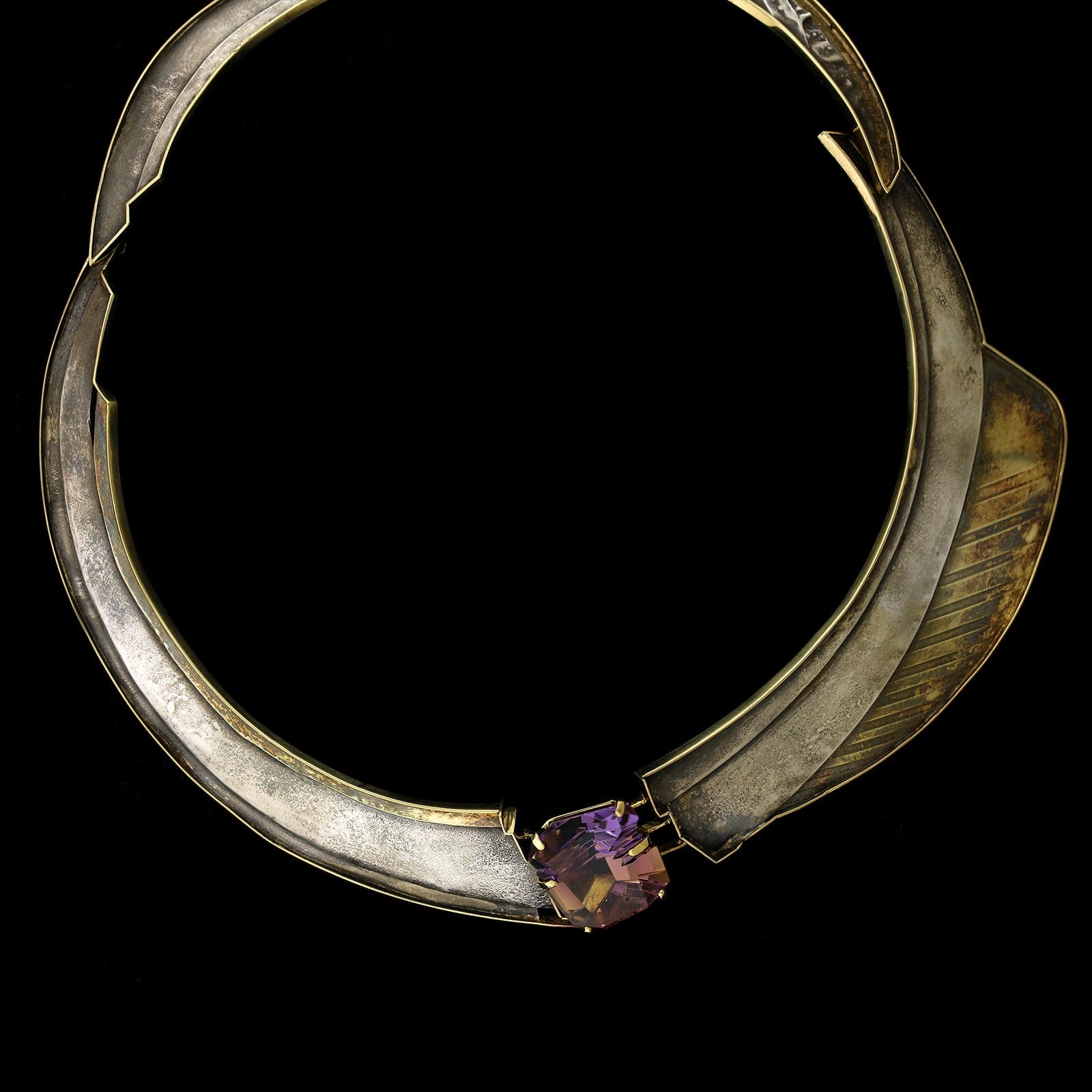 Marne Ryan Fused Sterling Silver and 18K Yellow Gold Estate Ametrine Necklace
