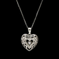 14K White Gold Estate Cultured Pearl Heart Pendant