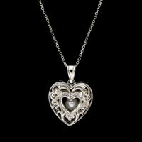 14K White Gold Estate Cultured Pearl Heart Pendant