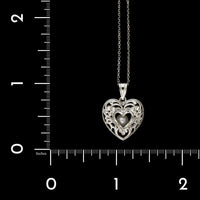 14K White Gold Estate Cultured Pearl Heart Pendant