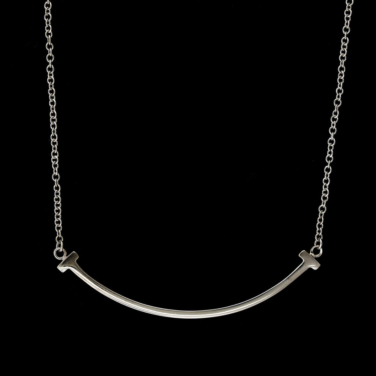 Tiffany & Co. Estate 18K White Gold T Necklace