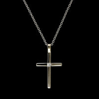 14K White Gold Estate Diamond Cross Pendant