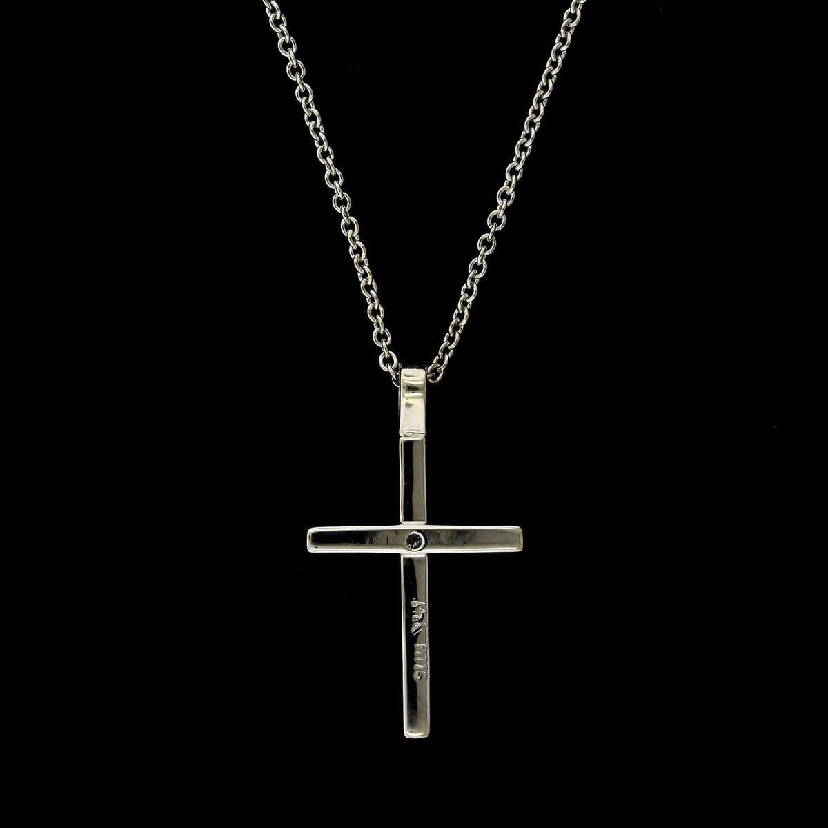 14K White Gold Estate Diamond Cross Pendant