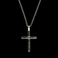 14K White Gold Estate Diamond Cross Pendant
