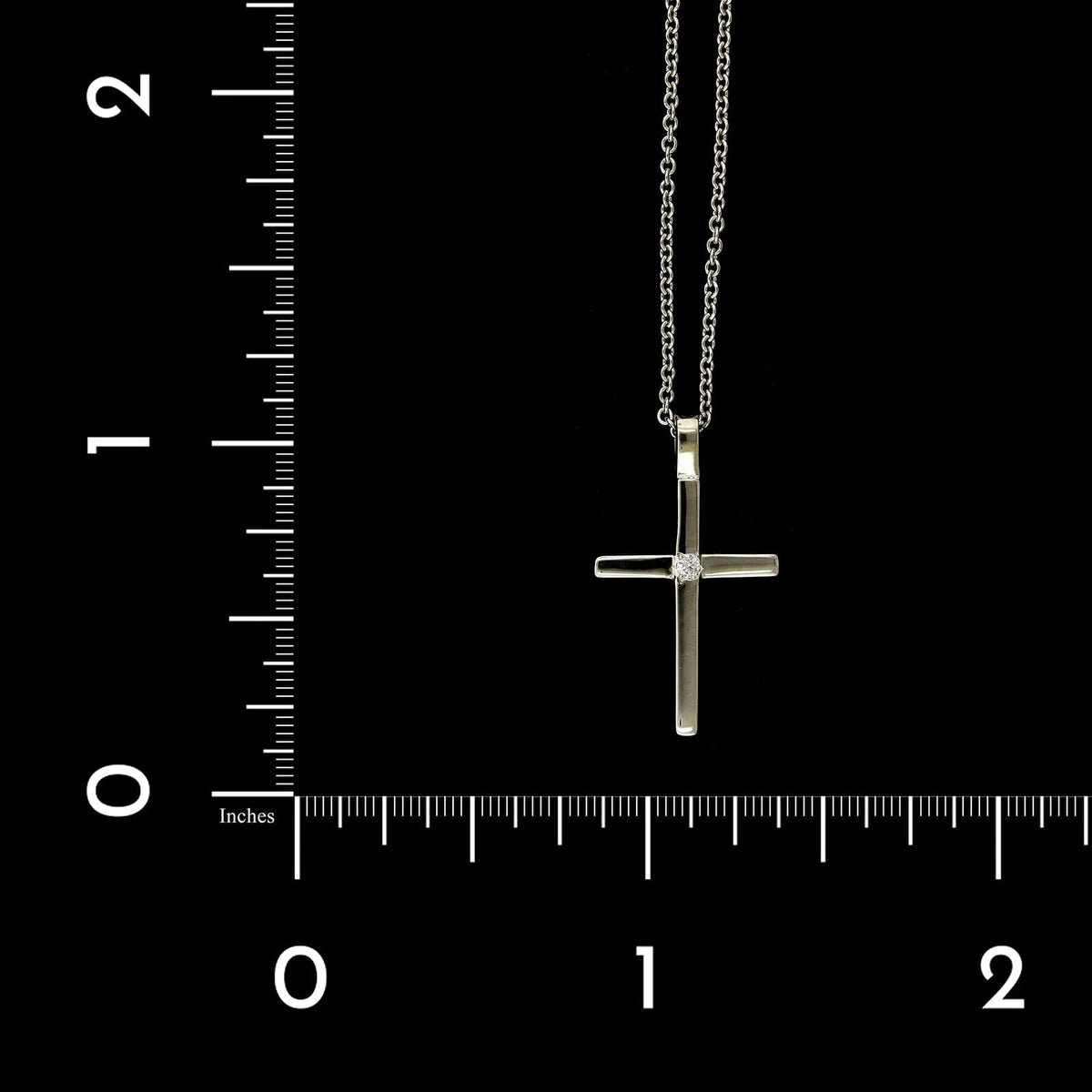 14K White Gold Estate Diamond Cross Pendant