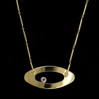 Roberto Coin 18K Yellow Gold Estate Diamond Oval Convex Necklace