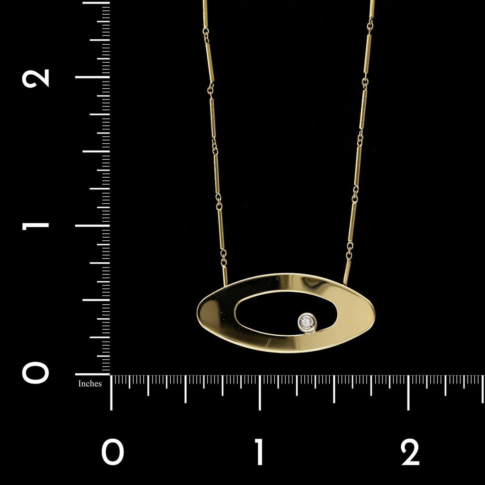 Roberto Coin 18K Yellow Gold Estate Diamond Oval Convex Necklace