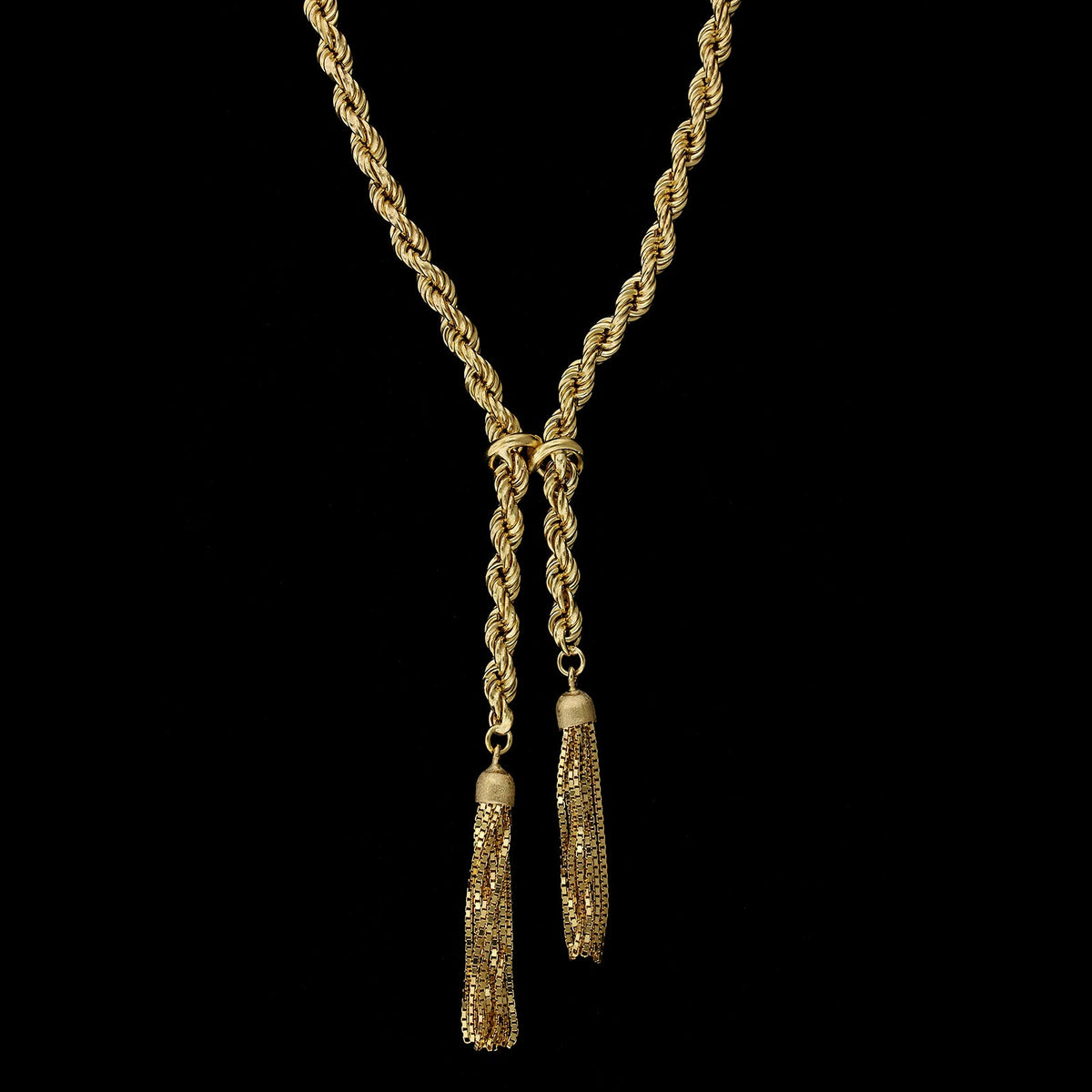 18K Yellow Gold Estate Tassel Necklace, 14k yellow gold, Long's Jewelers
