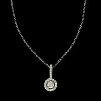 14K White Gold Estate Diamond Halo Pendant, 14k white gold, Long's Jewelers