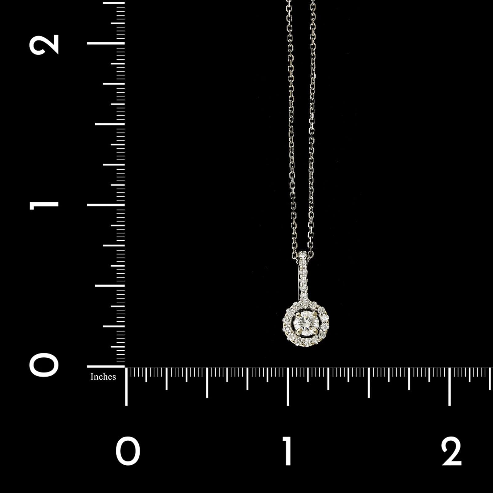 14K White Gold Estate Diamond Halo Pendant, 14k white gold, Long's Jewelers