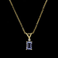 14K Yellow Gold Estate Tanzanite and Diamond Pendant