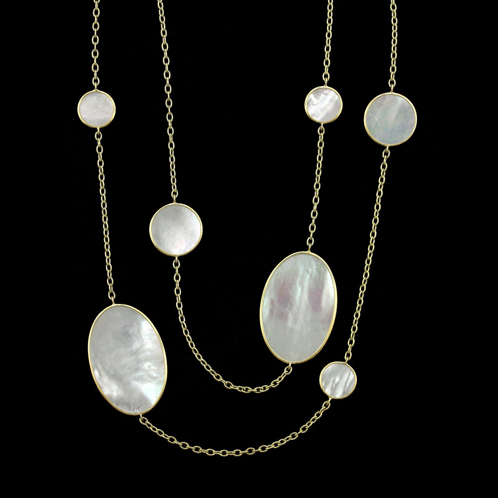 Ippolita 18K Yellow Gold Estate Rock Candy Mother of Pearl Station Necklace