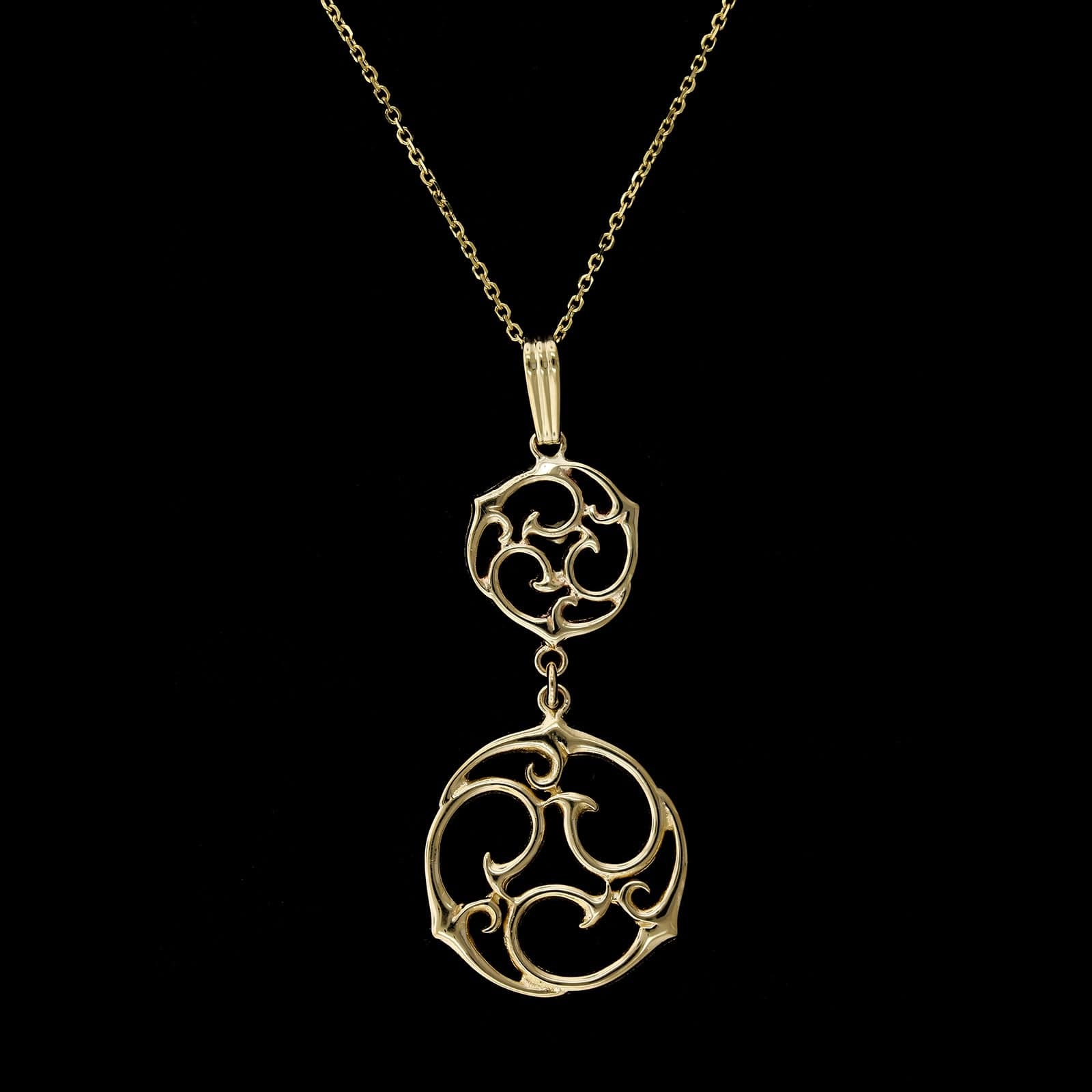 14K Yellow Gold Estate Celtic Triskele Double Pendant
