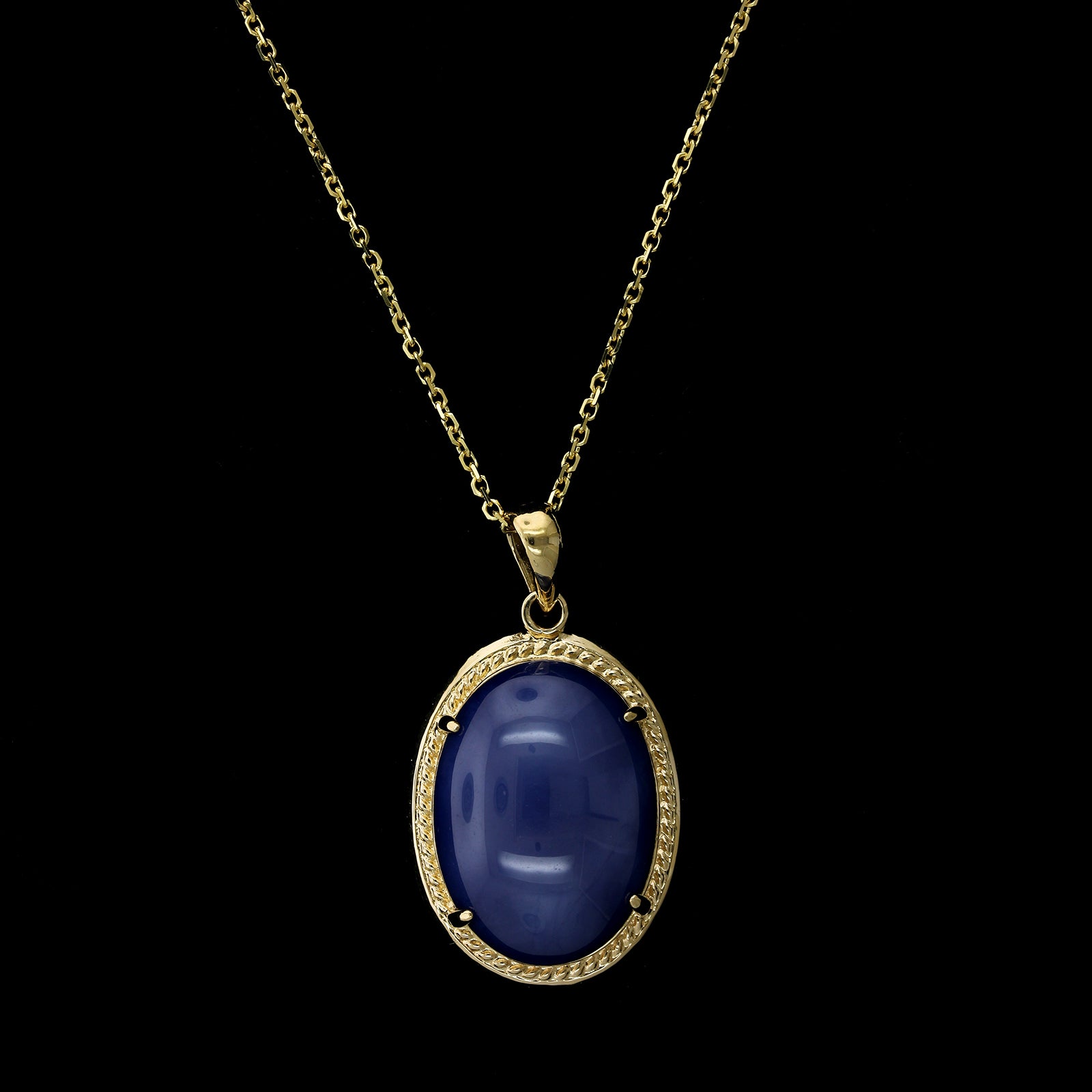 18K Yellow Gold Estate Synthetic Star Sapphire Pendant