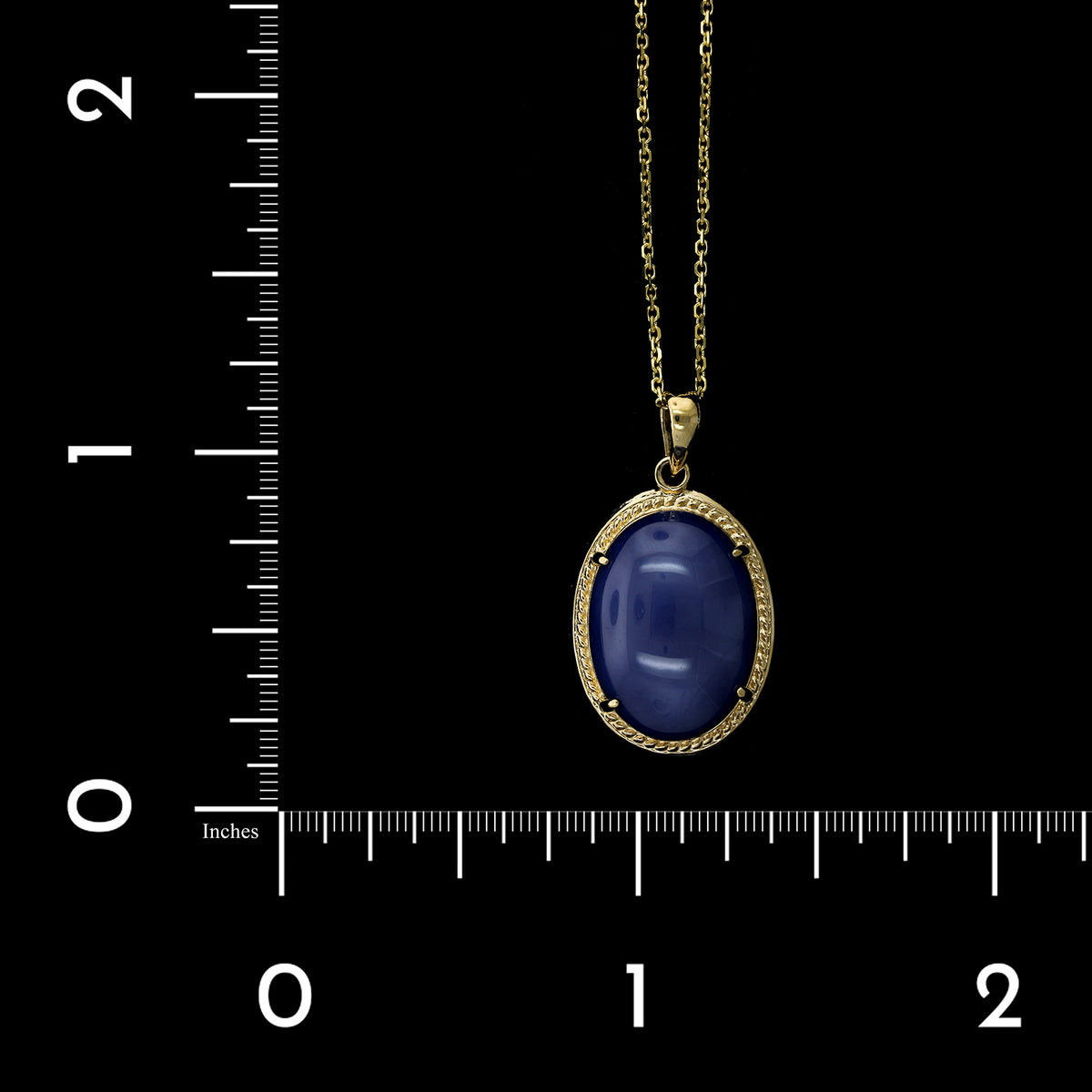 18K Yellow Gold Estate Synthetic Star Sapphire Pendant