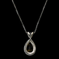 14K White Gold Estate Citrine and Diamond Pendant