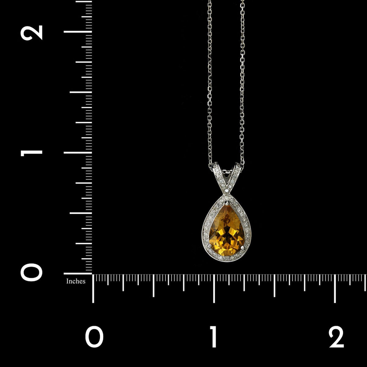 14K White Gold Estate Citrine and Diamond Pendant