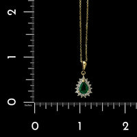 14K Yellow Gold Estate Emerald and Diamond Pendant