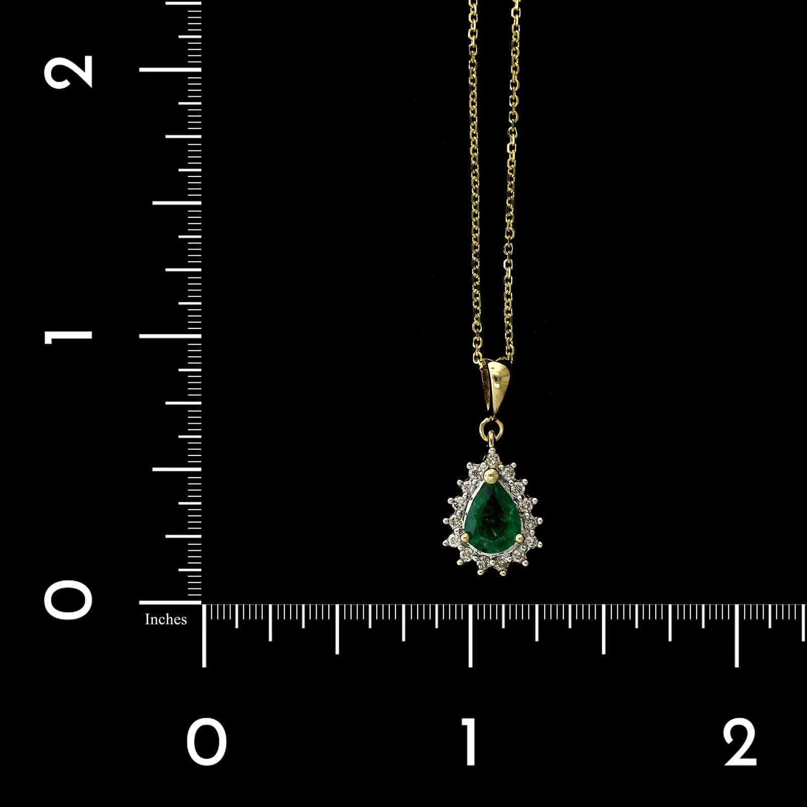 14K Yellow Gold Estate Emerald and Diamond Pendant