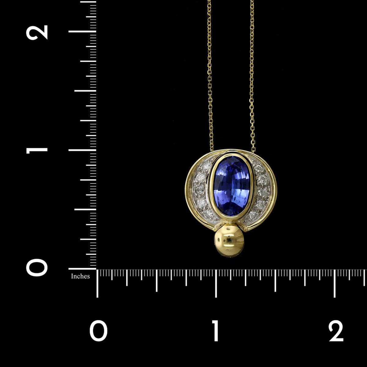 18K Yellow Gold Estate Tanzanite and Diamond Pendant