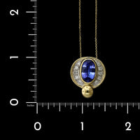 18K Yellow Gold Estate Tanzanite and Diamond Pendant