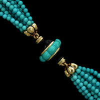 14K Yellow Gold Estate Turquoise Torsade Necklace