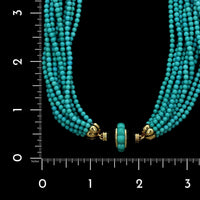 14K Yellow Gold Estate Turquoise Torsade Necklace