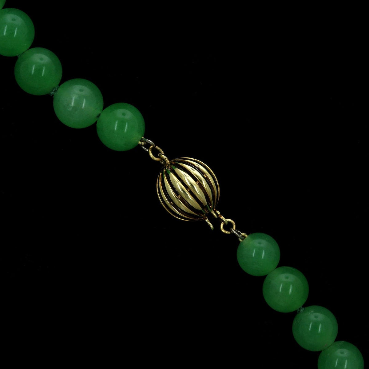 Chrysoprase Bead Estate Necklace, 14k yellow gold, Long's Jewelers