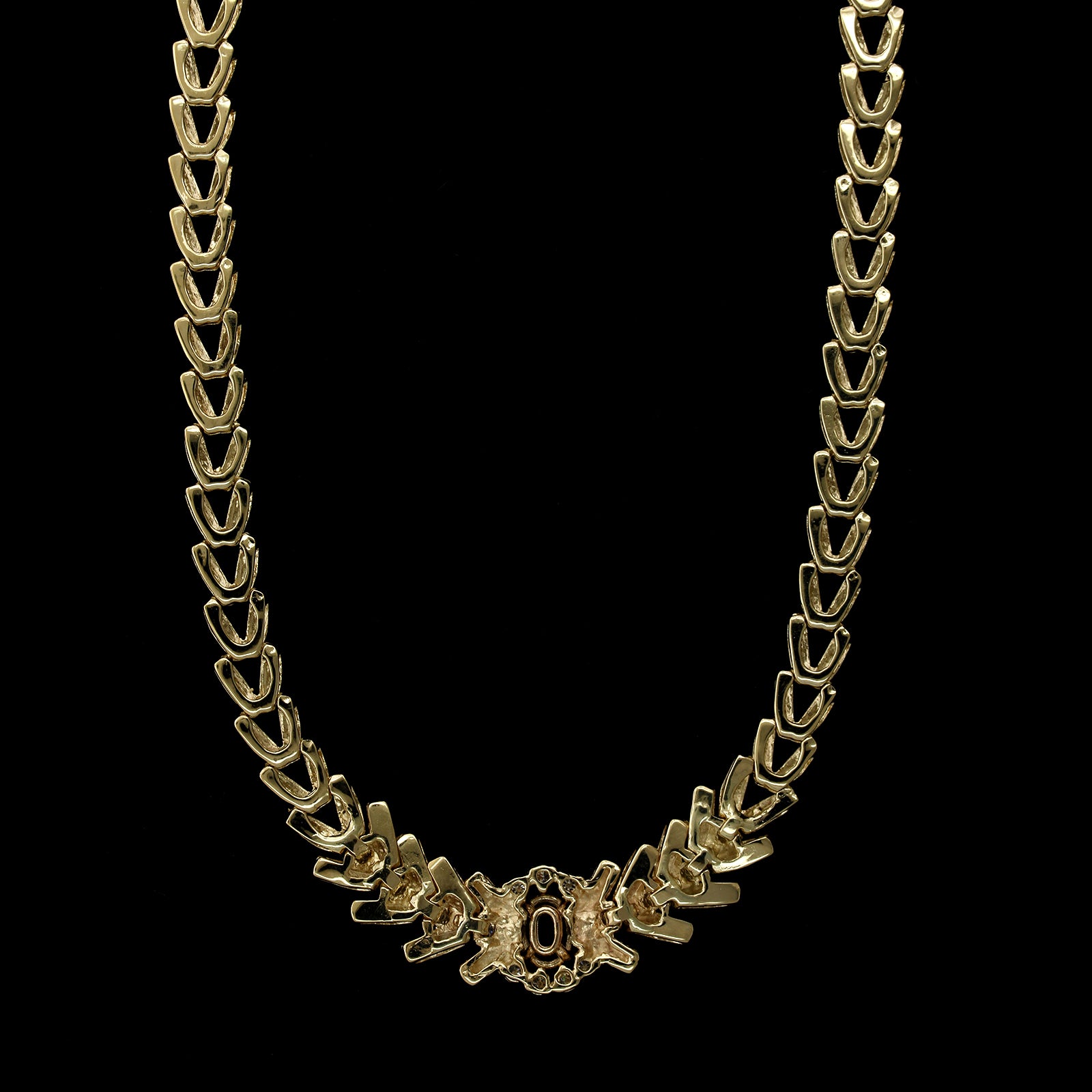 14K Yellow Gold Estate Garnet and Diamond Necklace