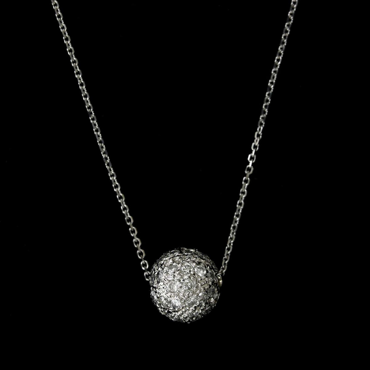 14K White Gold Estate Diamond Bead Pendant